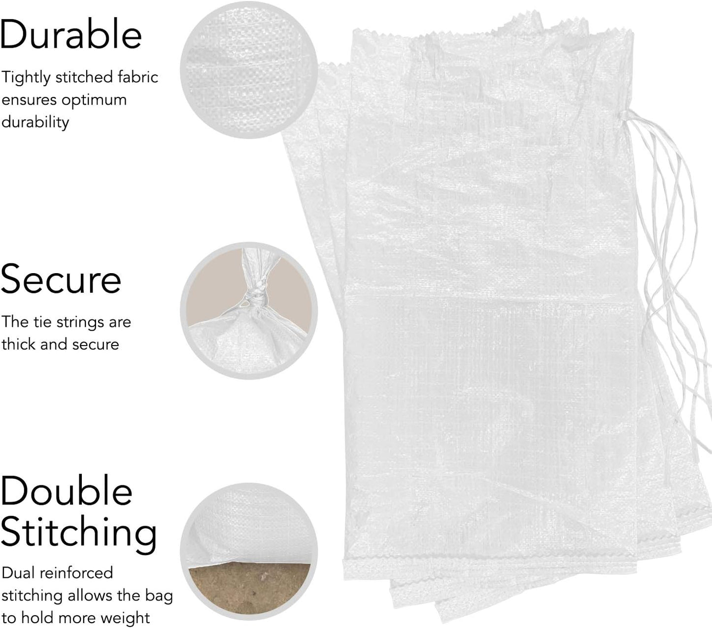 AK TRADING CO. 14" x 26" Poly Sandbags W/UV Protection & Built-in Ties - Flood Water Barrier - Tent Sandbags - Orange