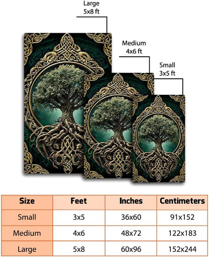 Tree of Life Rug for Living Room Bedroom – Yggdrasil Viking Area Rug Soft Non-Slip Carpet for Indoor Home Décor (Tree of Life Rug 05)