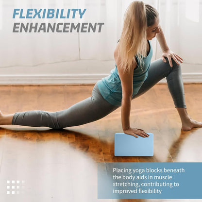 Yoga Blocks 2 Pack 3x6x9IN Foam Block Supportive Latex-Free with Beveled Edges, Non-Slip Exercise Blocks for Pilates, Meditation, Balance, Stretching and Deep Poses