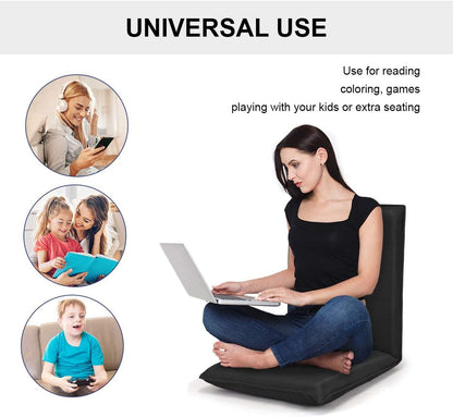 BestComfort Folding Floor Chair 6-Position Adjustable Meditation Chair Video Gaming Chair with Back Support for Reading TV Watching, Portable Floor Seat Lounge Sofa Chair for Kids Teens Adult, Coffee