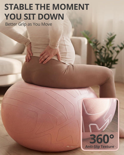 Trideer Pregnancy Birthing Ball, 1.7mm Extra Thick Yoga Ball for Maternity, Labor, Physio, Recovery, Exercise Guide & Daily Comfort Tips for All Trimesters, 1000LB Anti-Burst Non-Slip Stability Ball
