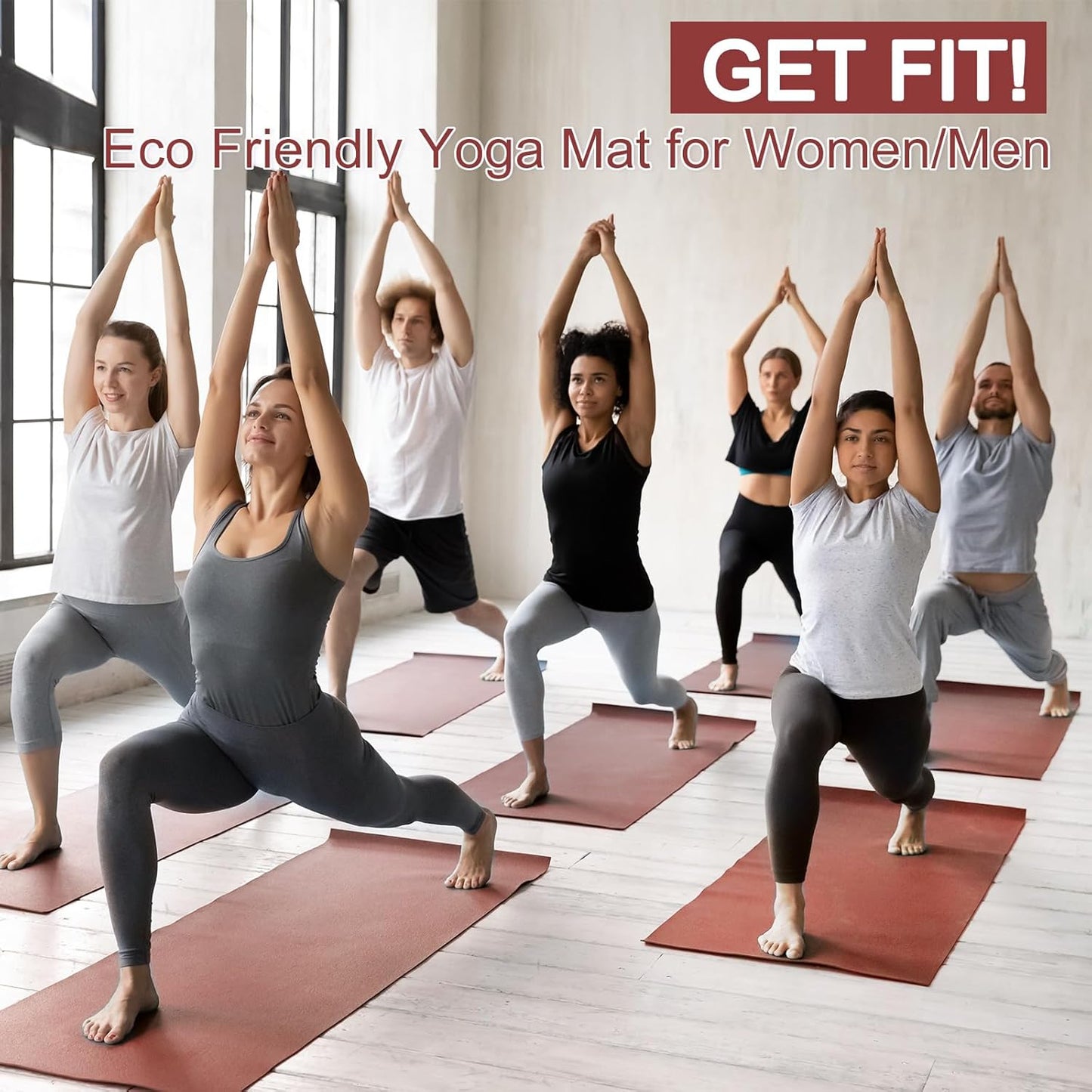 3 mm Thick Yoga Mat Bulk, Non Slip Exercise Workout Fitness Pad for Women Men, Gym Home Yoga Pilates, Easy to Clean, Sturdy PVC