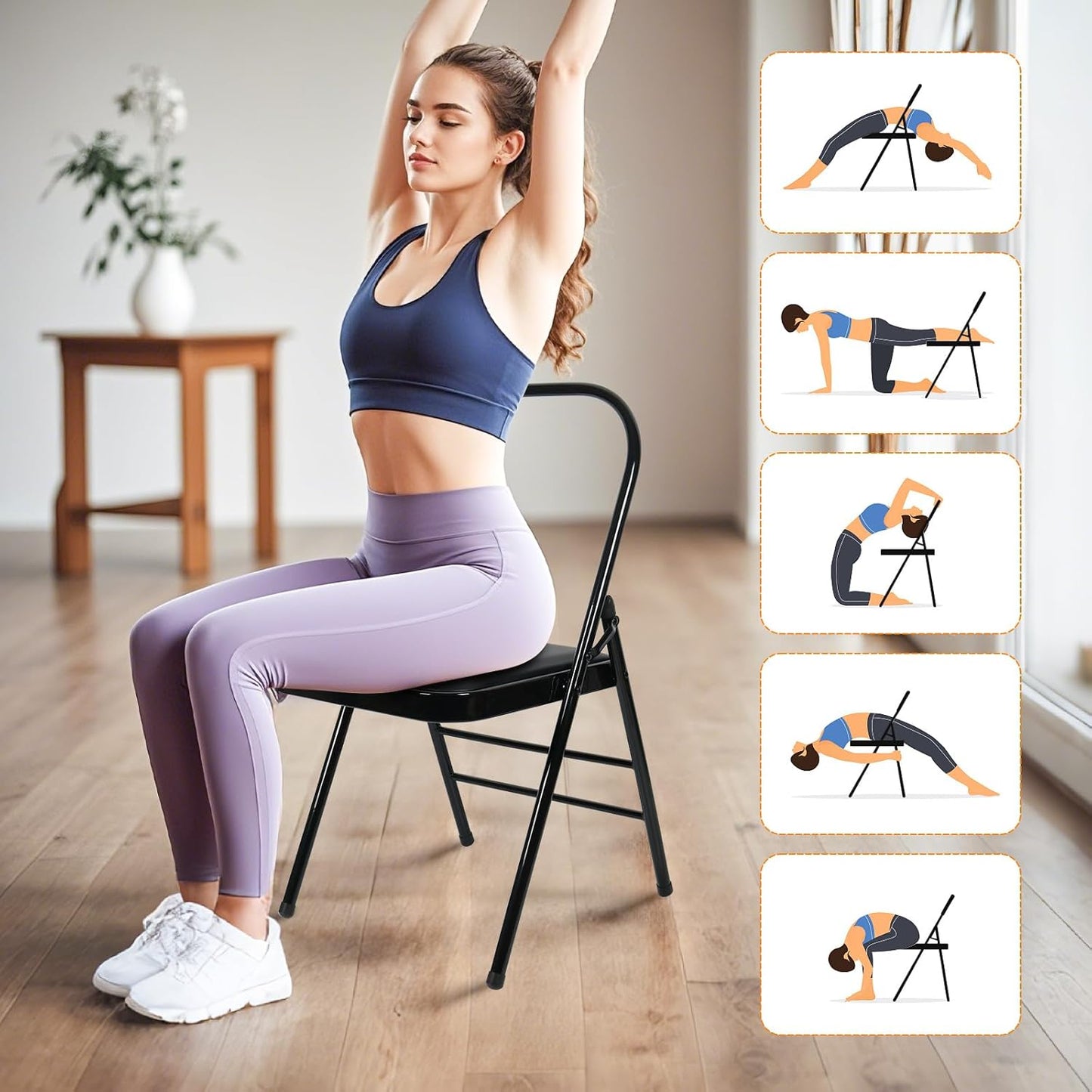 INNOLIFE Yoga Auxiliary Chair - Backless, Relieve Neck & Back Pain, Abs & Core Training, Balance Handstand, Flexibility & Strength