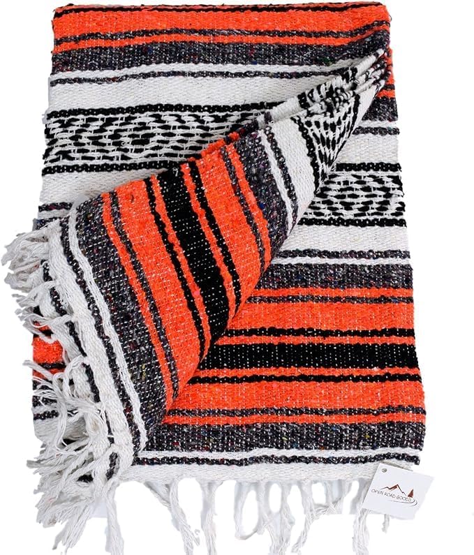 Open Road Goods Bulk Falsa Blankets - Handwoven Authentic Mexican Falsa - Great for Weddings, Yoga, Beach, Picnics, or Mexican Throw! (Tan, 7 Pack)