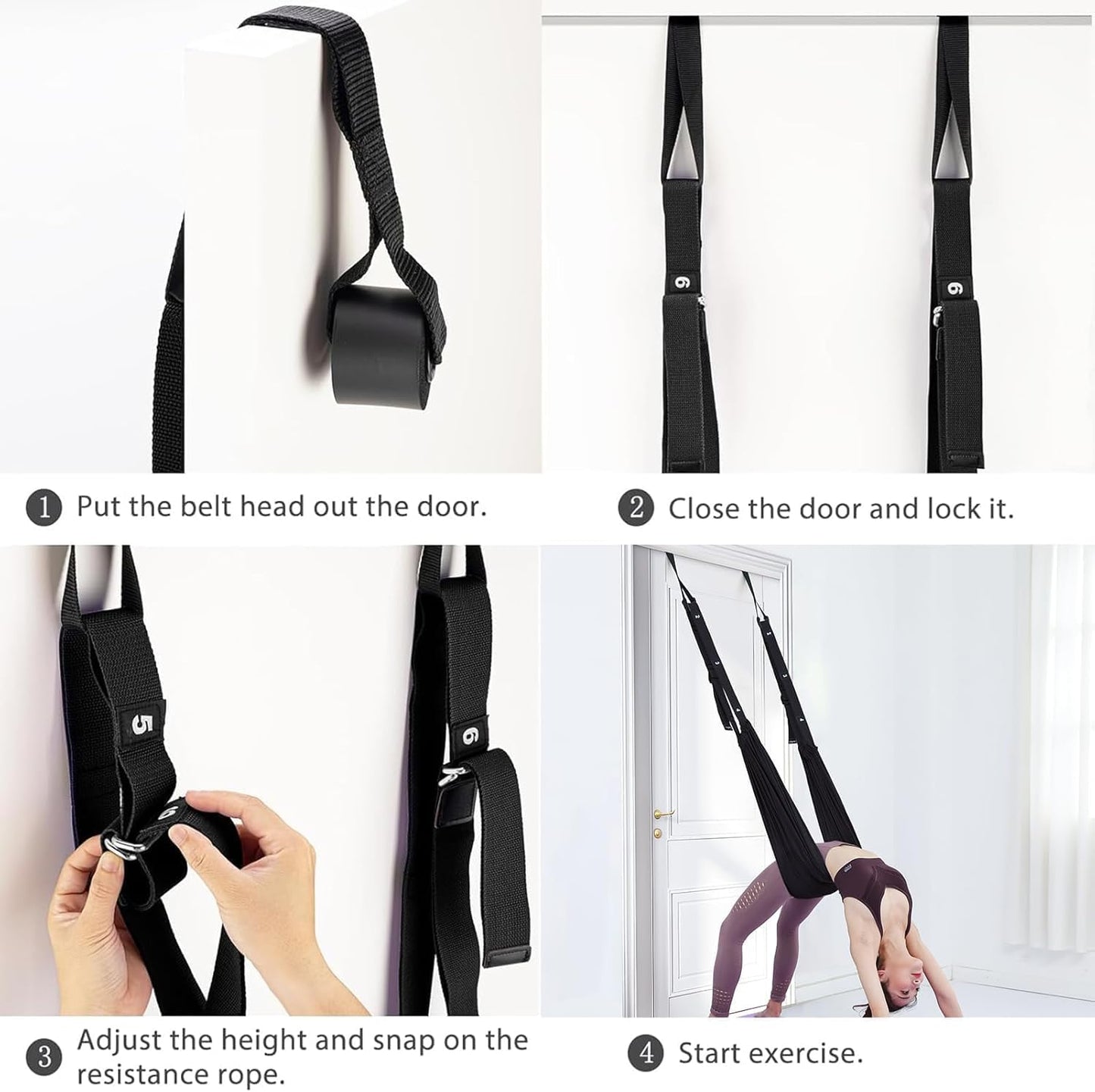 Leg Stretcher Strap - Yoga Stretching Strap,Yoga Door Swing,Backbend Training Rope with Door Anchor, Flexibility Trainer Stretching Equipment Assist Stretch Strap for Fitness Gymnastics Dance Aerial Ballet (purple)