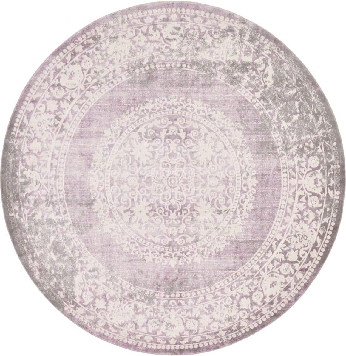 Unique Loom New Classical Collection Area Rug - Olwen (4'Round, Purple/ Gray)