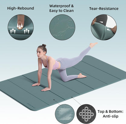 PAIDU Foldable Yoga Mat thick- 2/5" (10MM) TPE Non-Slip Design, Quick Fold，Easy Storage, 75x40 Extra Long/Wide for Indoor Yoga, Pilates and Outdoor Travel Workouts