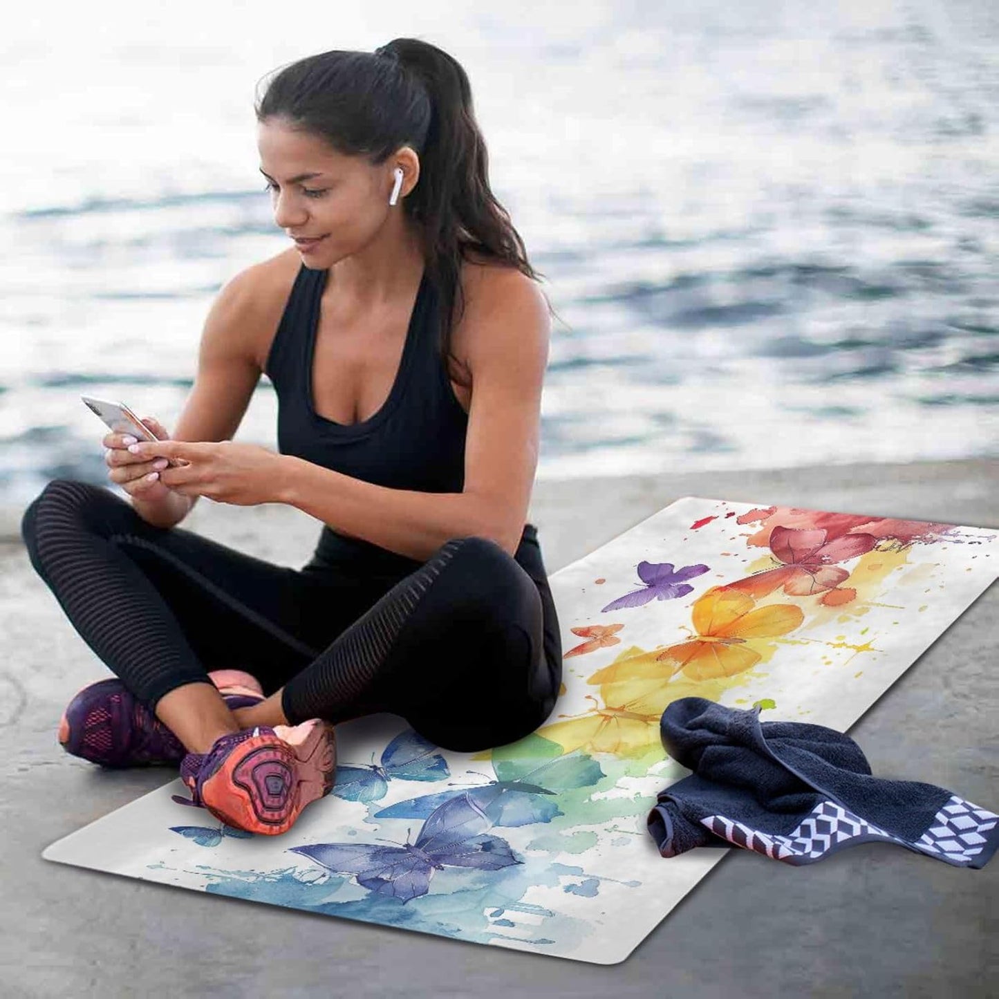 Dragonfly Painting Yoga Mat Non-Slip Fitness Mat for Pilates, Workout & Home Gym, 71x26 Inch Yoga Mats for Enhanced Yoga Practice