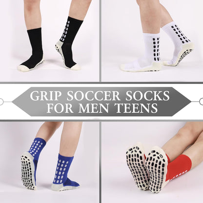 Barrlves 6 Pairs Grip Soccer Socks Colorful Non Slip Sports Football Basketball Hospital Yoga Socks for Men Women