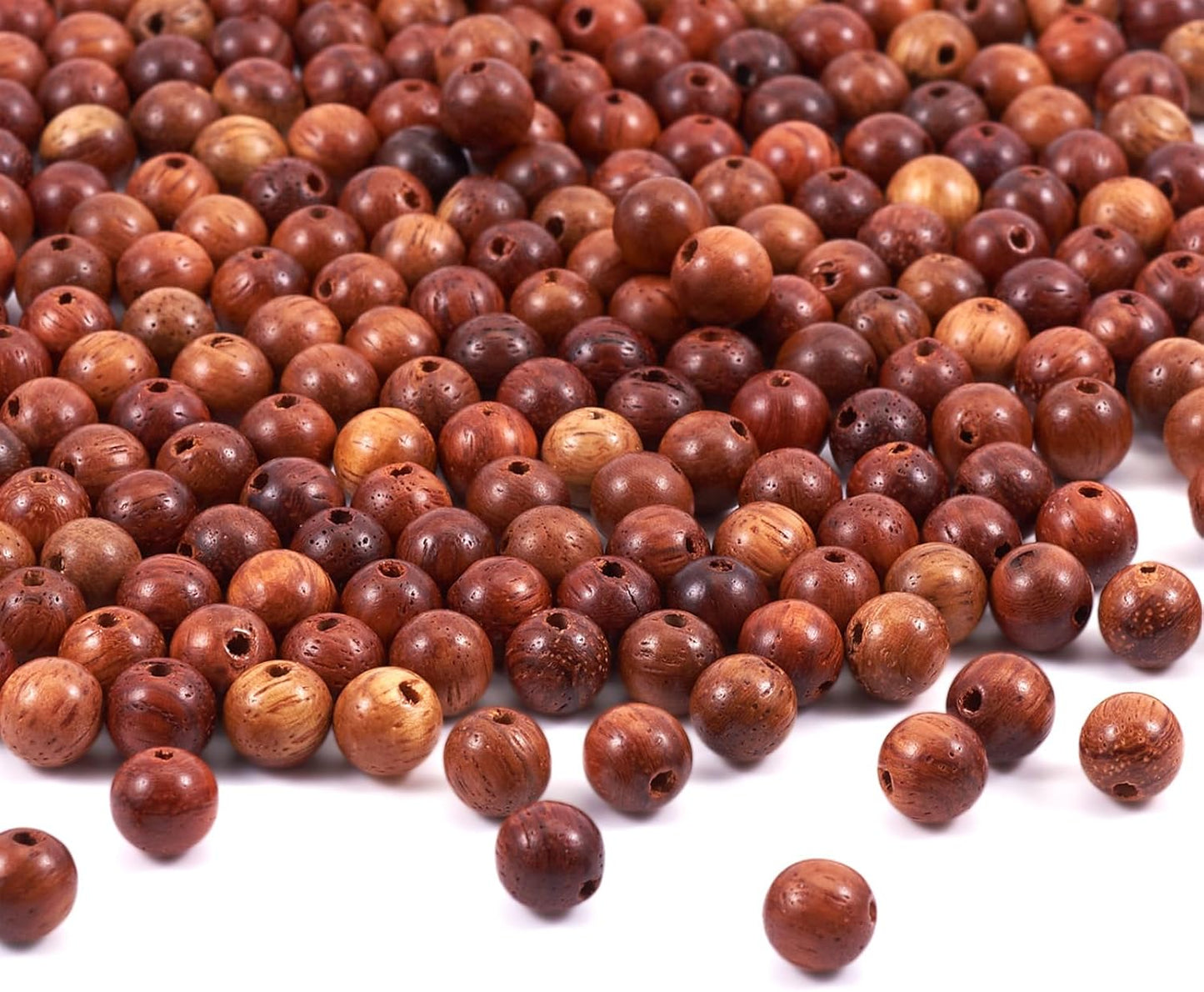 Pandahall 400pcs/box 6mm Natural Round Wood Beads Gorgeous Rosewood Waxed Wooden Beads Loose Spacer with Hole for Mala Buddha Rosary Jewelry Bracelet Necklace Making Supplies Hole: 1.4mm