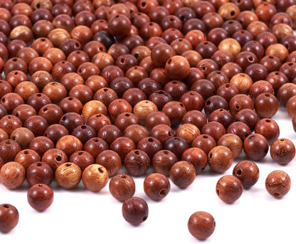 Pandahall 400pcs/box 6mm Natural Round Wood Beads Gorgeous Rosewood Waxed Wooden Beads Loose Spacer with Hole for Mala Buddha Rosary Jewelry Bracelet Necklace Making Supplies Hole: 1.4mm