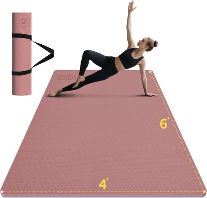 Large Yoga Mat (6'x 4') - Extra Long and Wide Workout Mat for Men and Women, Non-Slip POE 0.32''/0.4'' Thick Fitness Mat, Eco-Friendly Exercise Mat for Home Workouts, Ideal for Yoga and Pilates