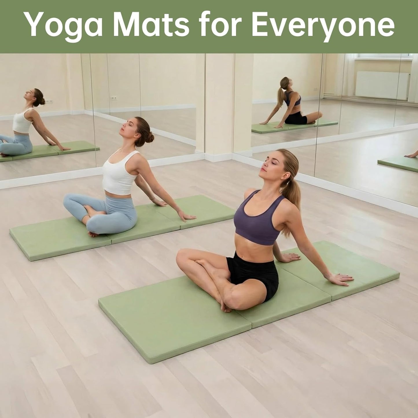 Foldable Yoga Mat, 2 Inches Extra Thick Non-Slip Design Fitness Mats,Better cushioning and shock-absorbing Multi-Purpose Exercise Pilates Mat for Home Studio-72 x 24 x 2"