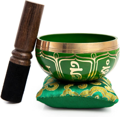 Tibetan Singing Bowl Set - Authentic Handcrafted Mindfulness Meditation Holistic Sound 7 Chakra Healing by Himalayan Bazaar (Turquoise)
