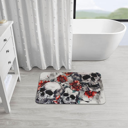 Skull Yoga Printed Rounded Corner Diatomaceous Doormat 31.5x19.7 Inch Bath Mat Rug Non Slip Shower Floor Mat, Absorbent Bathroom Rugs Mat for Anti Slip Shower Mat, Housewarming Gift