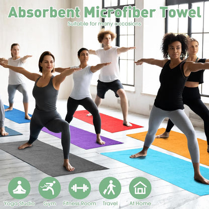 Breling 10 Pcs Hot Yoga Towels Bulk Non Slip Microfiber Anti Slip Absorbent Multicolor Wicking Pilates Yoga Mat Towel for Women Men Pilates, 27" x 72" (Classic)