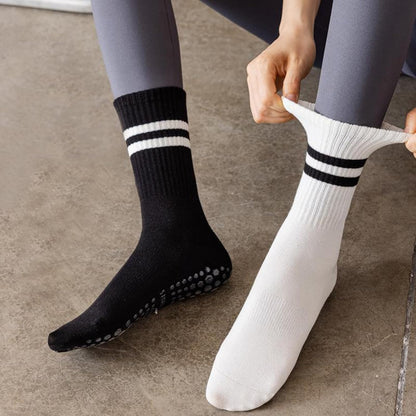 Tergy 8 Pairs Long Yoga Socks with Grip for Women Anti Skid Gripper Socks No Slip Socks for Pilates, Barre, Dance,Yoga