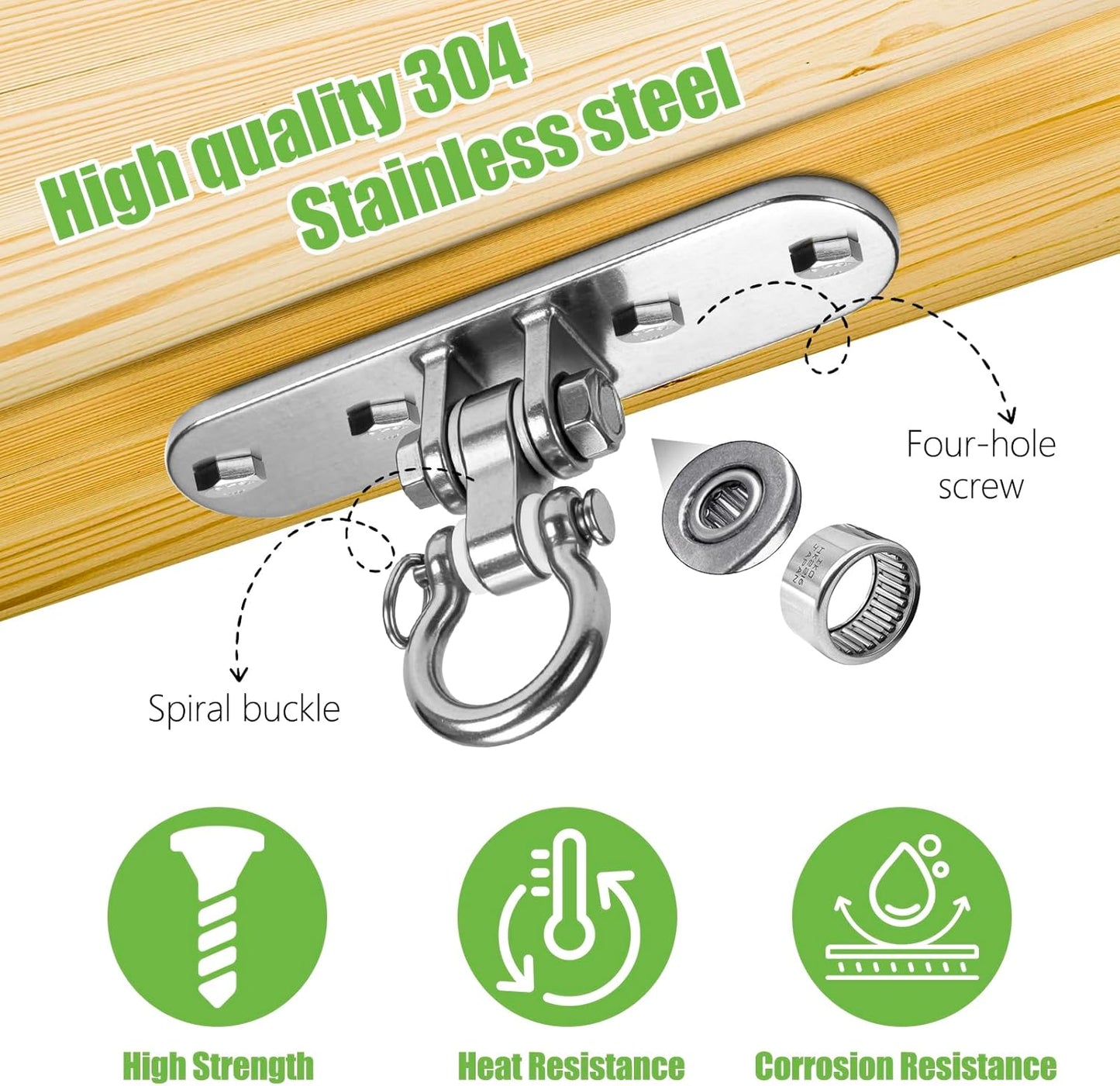 Heavy Bag Hanger,Stainless Wall Ceiling Mount Hook 180°/360° Rotation Wood Beam Holder Body Weight Strength Training Systems, Aerial Yoga Swing & Hammock
