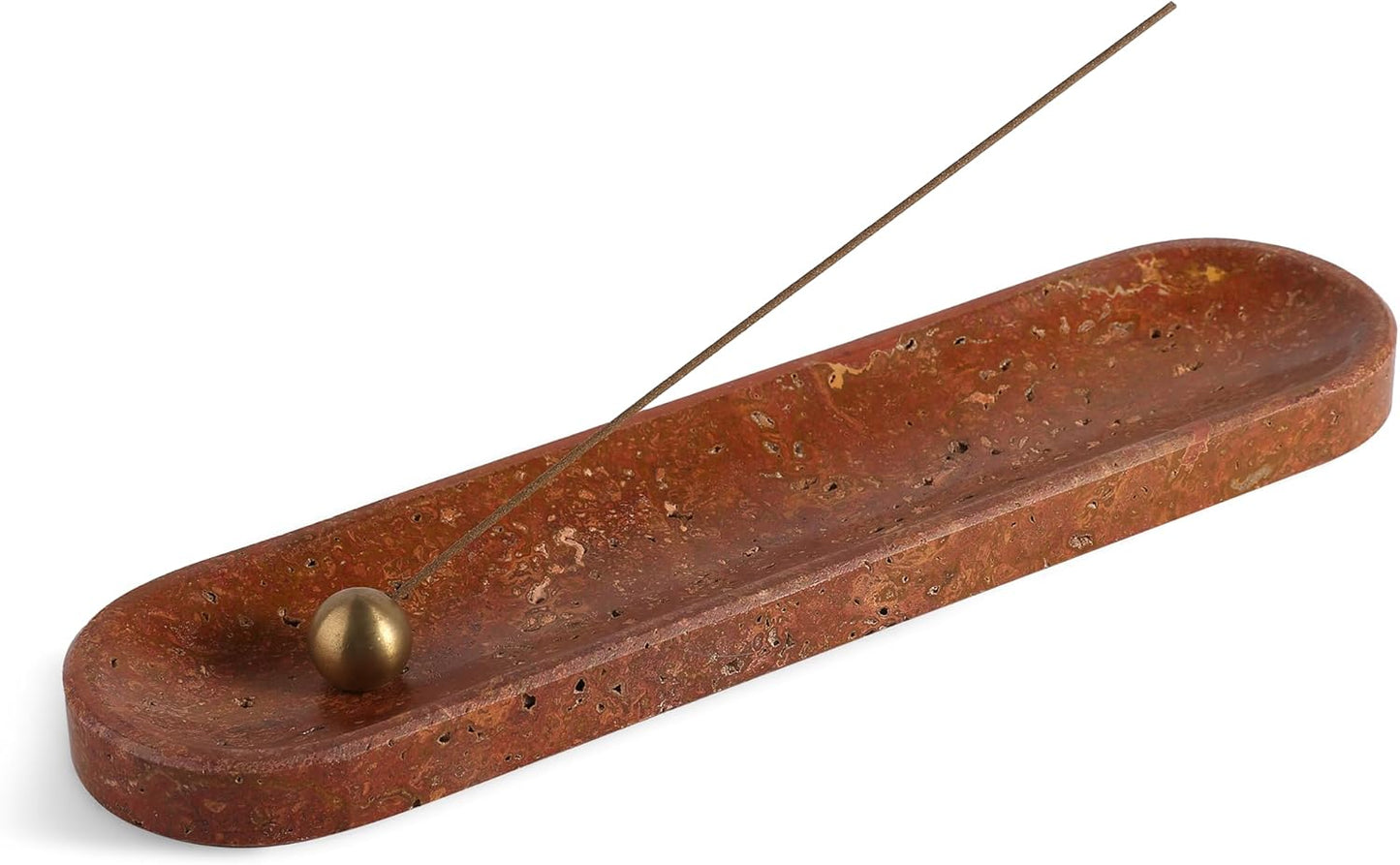 Koville Natural Marble Incense Holder, Incense Holder for Sticks with 9 Holes, Handmade Incense Burner Ash Catcher for Meditation Yoga SPA, Balsam Fir/Palo Santo/Sage/Cone (RoyalBeige)