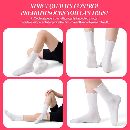 COOLMATE Pilates Socks with Grips for Women, Yoga Socks, Crew Non Slip Women for Barre, Pilates Gifts for Women - Colors B