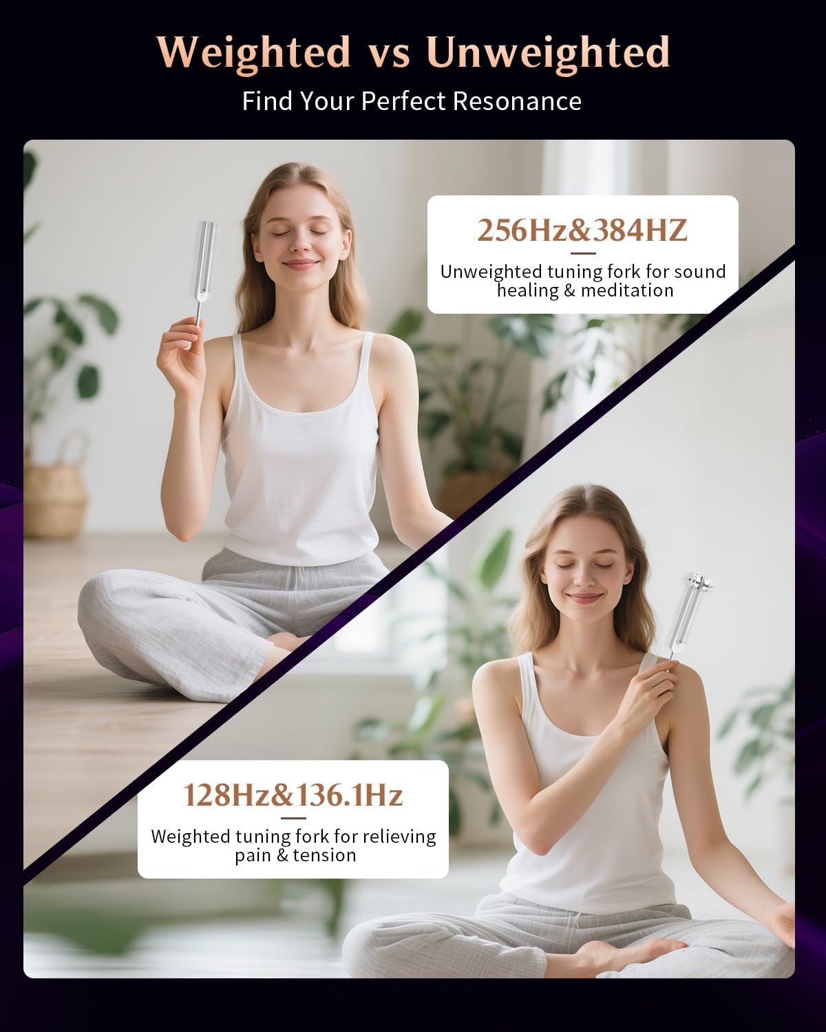 Tuning Forks for Healing Set – Includes 128Hz, 136Hz, 256Hz, 384Hz & Activator, Perfect for Healing, Chakra, Sound Therapy, Keep Body, Mind and Spirit in Perfect Harmony