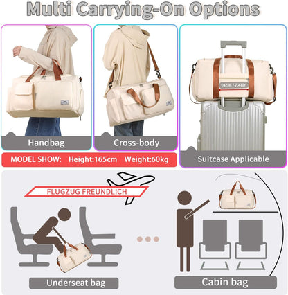 FIORETTO Women's Gym Duffle Bag with Shoes Compartment, 30L Capacity, Ideal for Travel, Gym, Sports, Duffel, Weekender