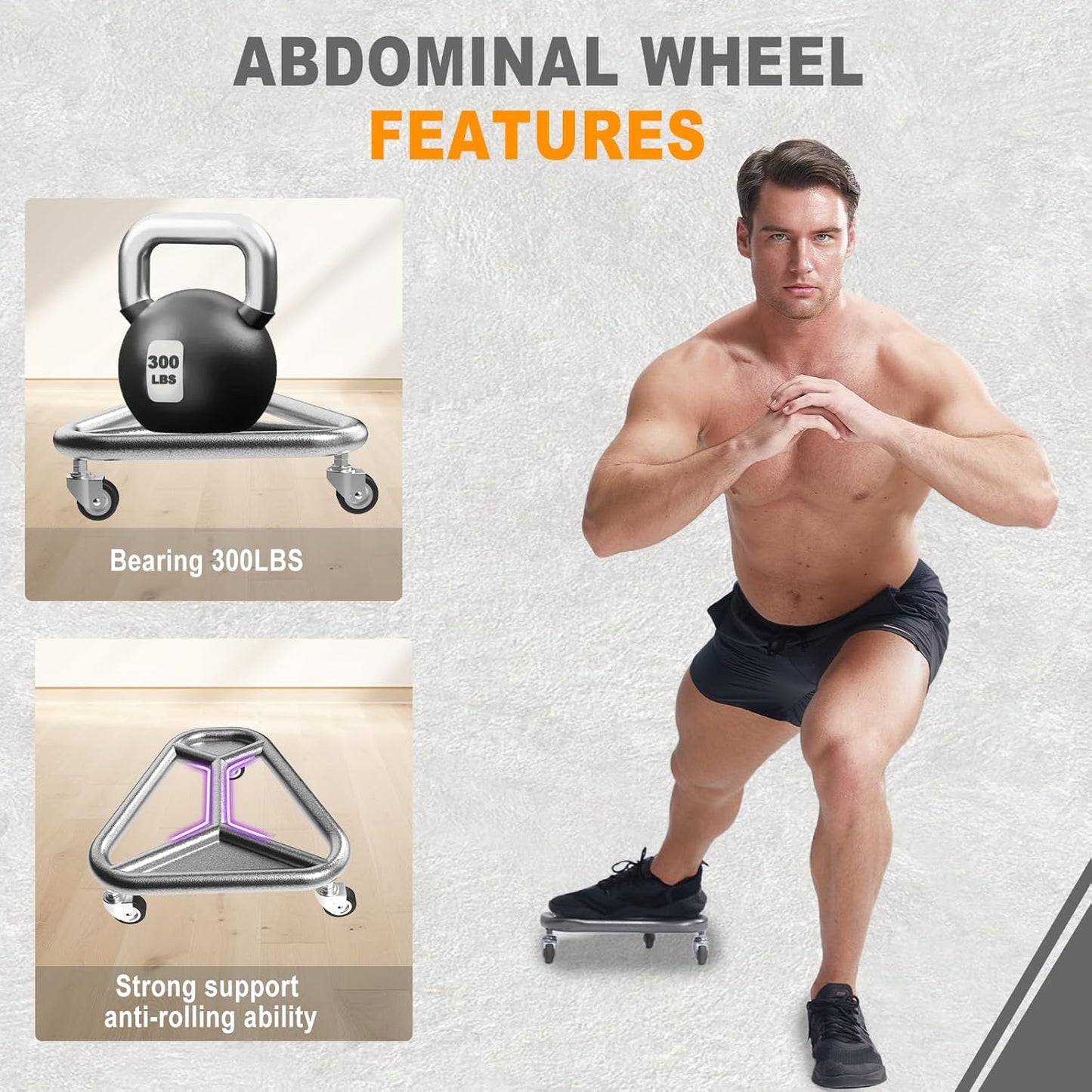 HOTWAVE Ab Roller Wheel for Core Workout – Extra-Wide Ab Exercise Equipment for Abs, Arms & Back – Stable & Quiet Fitness Roller for Home Gym Strength Training – Includes Knee Pad – For Men & Women