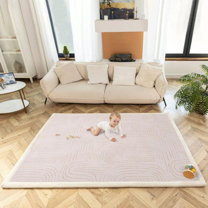 Hakuna Matte CloudSoft Mat for Floor 60" x 80" Beige – Coral Velvet Memory Foam Rug – Non-Slip, Water-Resistant