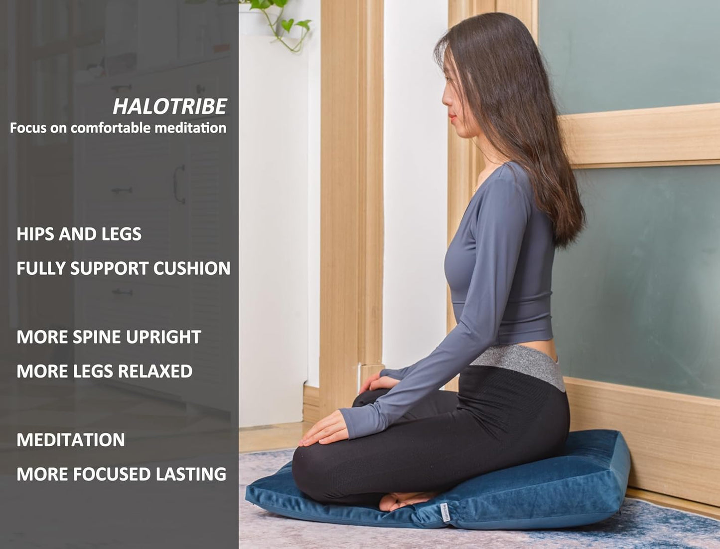 Meditation Cushion,Velvet Meditation Pillow and Zabuton 2-in-1 Portable Design(50 * 70CM). (Dark Gray, Service H：9cm)