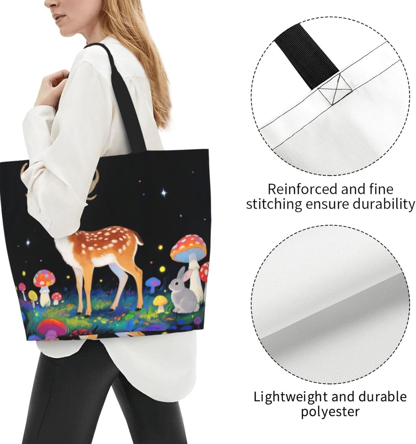 Tote Shoulder Bag Large Durable Reusable Eco-friendly Handbag Lightweight Stylish for Daily Use-19.7x15.7x5.9 Inch - Colors A