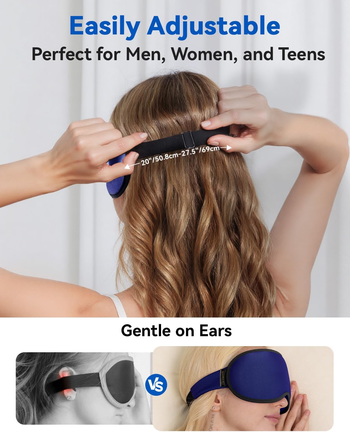 Weighted Eye Mask for Sleeping - 3D Blackout Sleep Mask for Women Men, Zero Eye Pressure, Lash-Friendly, Adjustable Strap, Airplane Travel Essentials for Long Flight & Road Trip, Meditation Mask(Gray)