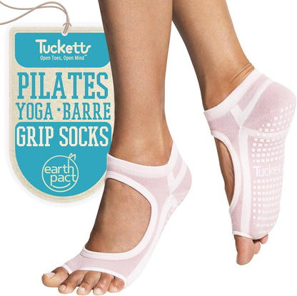 Tucketts Allegro Toeless Pilates Socks with Grips for Women, Non-Slip Open-Toe Grip Socks, Yoga, Barre, Dance, Reformer, Home
