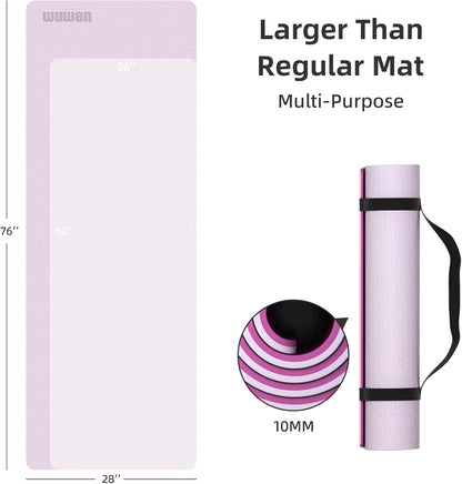 10mm Thick Yoga Mat for Tall Men & Women, Extra Long 76x28in Non Slip TPE Exercise Mat with Carrying Strap, Mat for Yoga Pilates Fitness,Indoor Outdoor Use