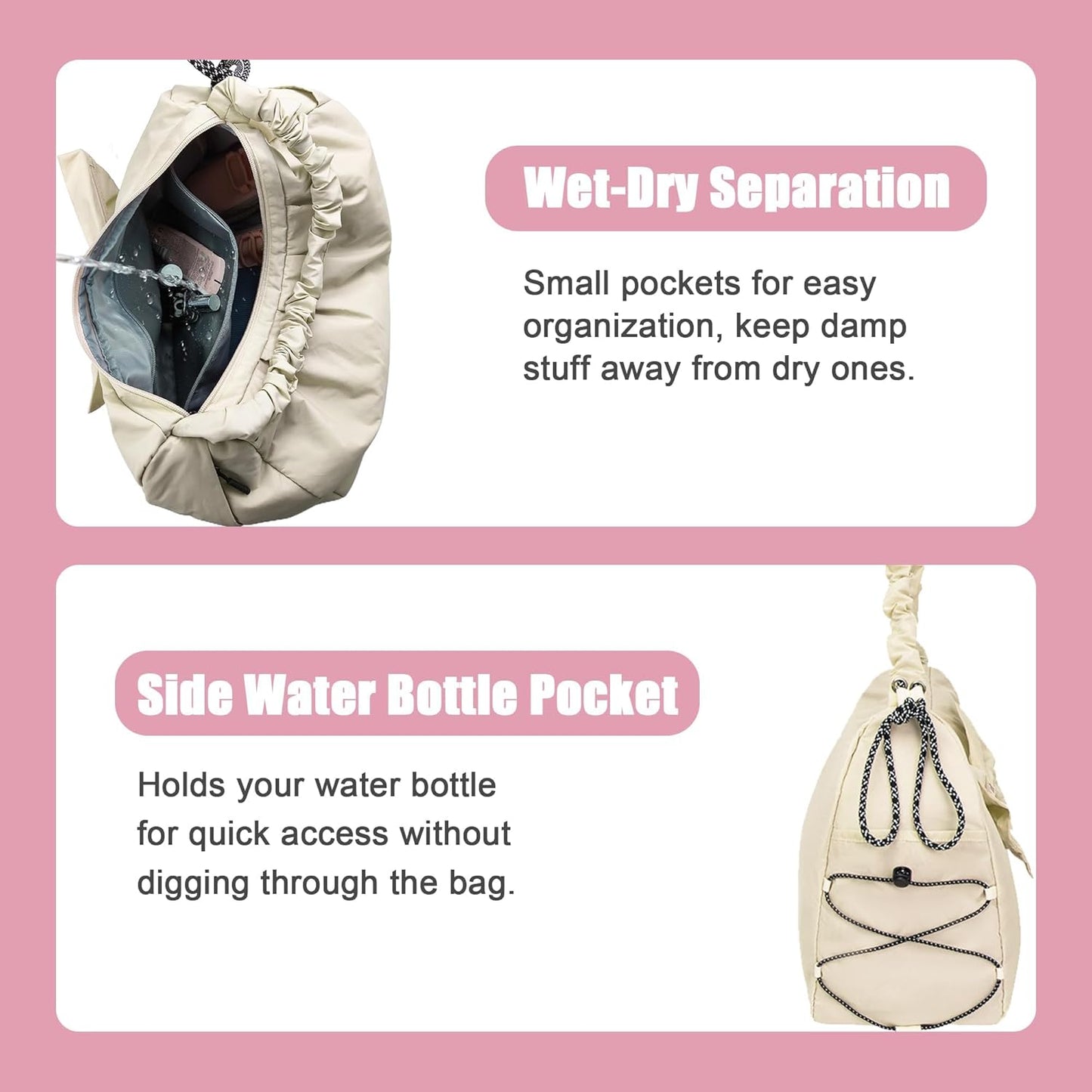 WOLT Gym Bag For Women, Yoga Mat Bag with Shoes Compartment, Wet Pocket and Water Bottle Pocket