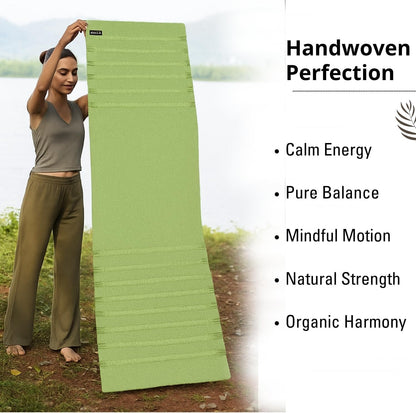 Indian Handmade100 % Organic Anti Skid Multi Colour Cotton Yoga Mat - Eco-Friendly Hand-Woven Rug - Non-Slip & Thick (24”x72”x5mm) for Hot yoga & Everyday Fitness at Home - Comfortable & Foldable Extra-Long Mat