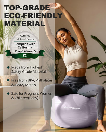 Trideer Exercise Ball Yoga Ball,Office Seating & Balance Ball Chair, Stability Ball for Pilates, Physical Therapy,Core Training & Balance Improvement & Stretching
