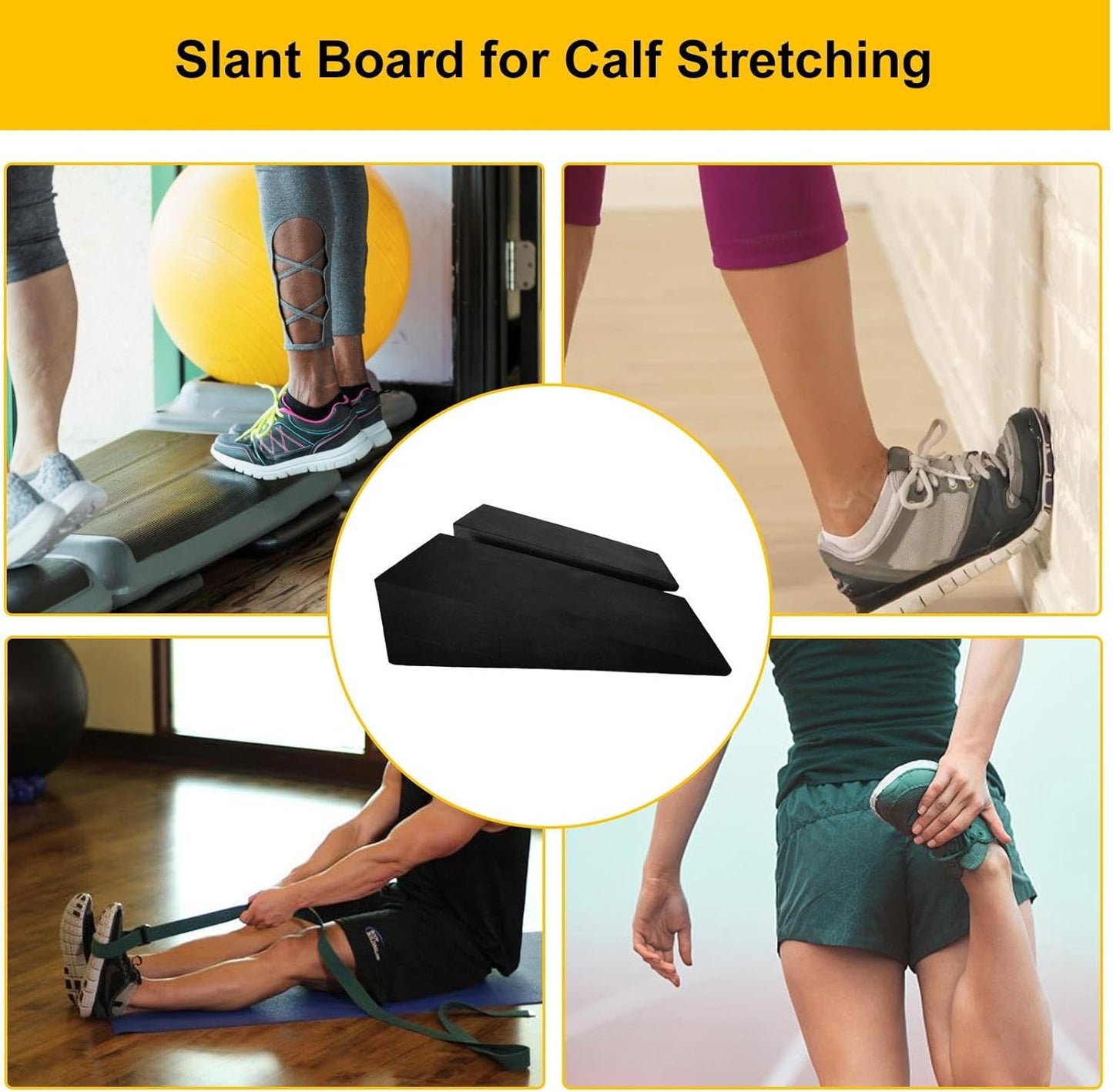 Slant Board for Calf Stretching, Portable Non-Slip Heel Elevated Squat Wedge Lightweight Yoga Foam Wedge Slant Board Trainer for Men and Women Slant Board for Squats for Knees Over Toe