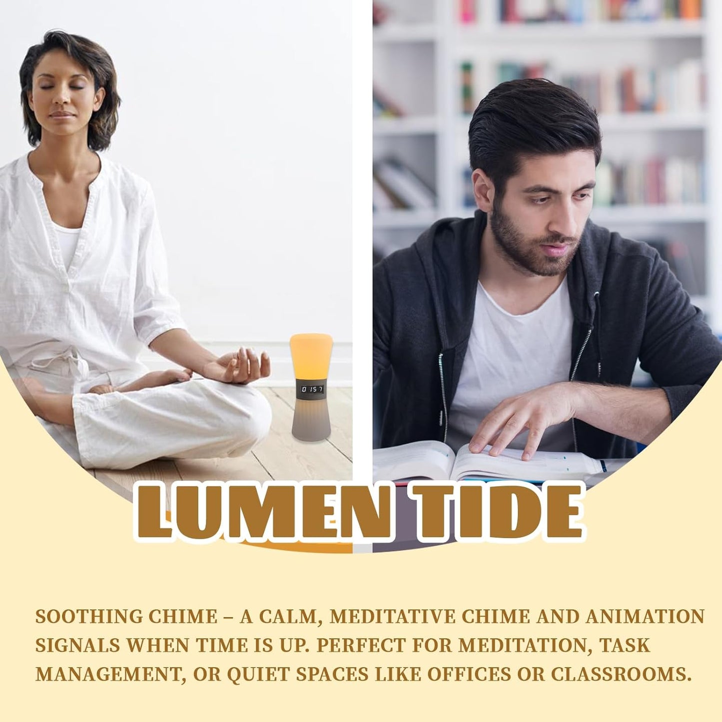 LED Visual Meditation Timer & Digital Hourglass, 1-99 Mins Adjustable Pomodoro Cube, Silent Productivity Tool for ADHD Kids & Adults, Home Office & Deep Work Focus, Rechargeable