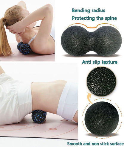 Hard Peanut Massage Ball - Double Ball for Trigger Point Therapy, Myofascial Release, Deep Tissue Fitness Massage & Relax Tight Muscles, Peanut Ball 16cm & Trigger Point Massage Ball 8cm (B)