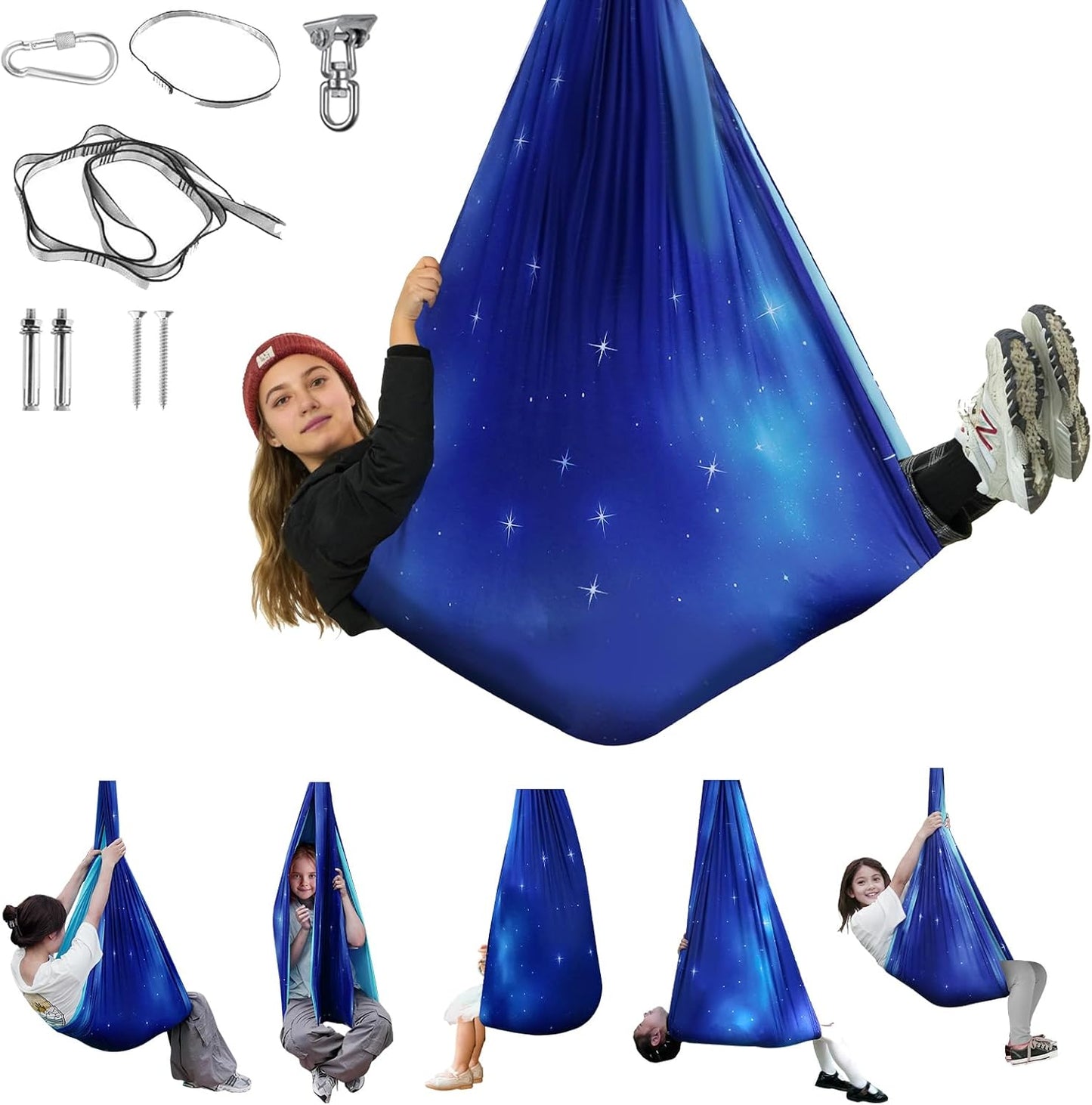 Aokitec Therapy Swing for Kids with Special Needs (Hardware Included) Snuggle Swing Cuddle Hammock Indoor Adjustable Aerial Yoga for Children with Autism, ADHD, Asperger, Sensory Integration