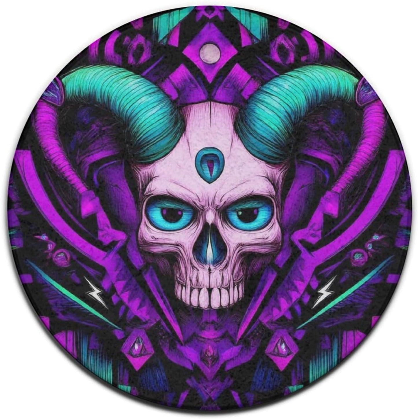 Home Decor Non Slip Kitchen Office Circle Rug, Machine Washable Modern Round Area Rug, Room Sofa Yoga Soft Round Carpet Purple Galaxy Trippy Space Astronaut Art, 36inch