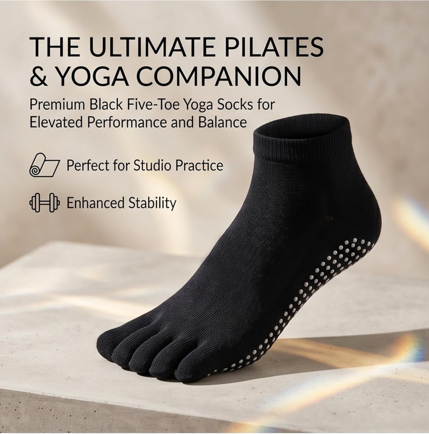 1/2 Pairs Grippy Socks Woman Pilates Grip Socks Non Slip Full Toe Barre Ballet Non Skid Yoga Socks One Size 5.5-9