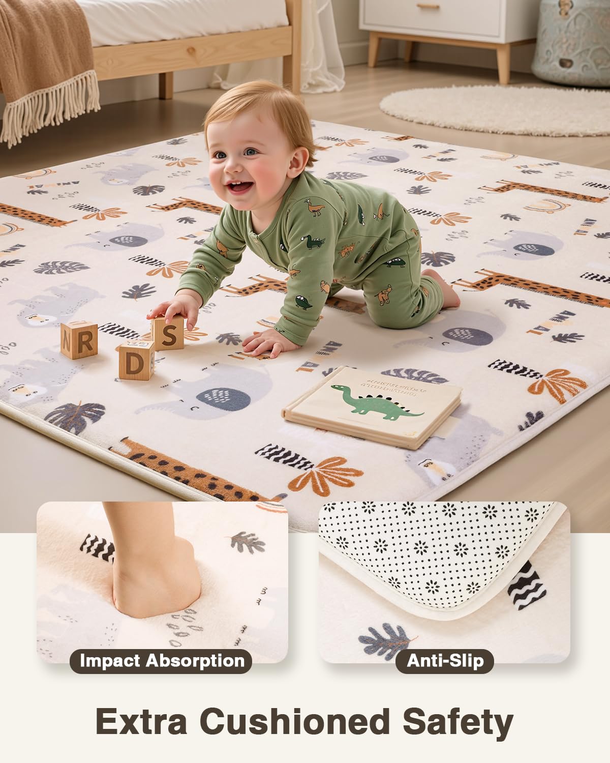 Large Thick Baby Play Mat for Floor,Padded Foam 59x79 Playpen Mat,Soft Support&Plush Feel Nursery Kids Rug,Non Slip for Toddler,Infants,Kids Playroom,Yoga,Baby Crawling,Tummy Time (Light Grey)