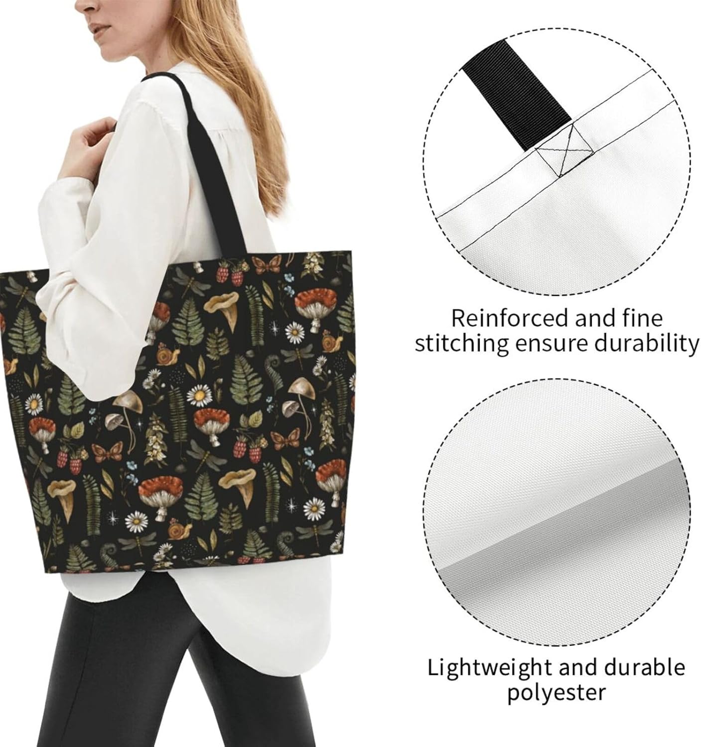 Tote Shoulder Bag Large Durable Reusable Eco-friendly Handbag Lightweight Stylish for Daily Use-19.7x15.7x5.9 Inch - Colors B