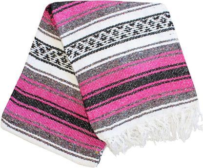 Del Mex Classic Mexican Blanket, Large Authentic Woven Falsa Throw (70"x50"), Artisan Southwest Décor for Beach, Yoga, Outdoors (Lavender)