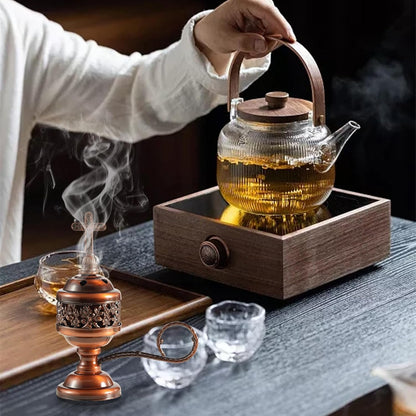 Gold Incense Burner with Tong – Frankincense Charcoal Incense Stand Aromatherapy, Yoga, Spa, Home Decor, and Church Use – Compact & Durable Bakhoor Holder