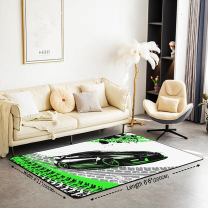 Feelyou Dirt Bike Area Rug 3x5 Kids Extreme Sports Green Honeycomb Living Room Rugs for Bedroom Boys Girls Teens Racing Motocross Rider Decorative Carpet Rug Non-Slip Motorcycle Indoor Floor Mat