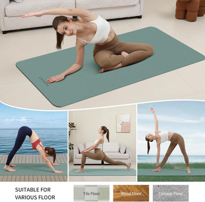 Extra Wide & Thick 8mm Yoga Mat, 72"x31.5" Large Non Slip Exercise Mat, Premium POE Material for Superior Cushioning & Stability, with Strap for Home Gym, Pilates