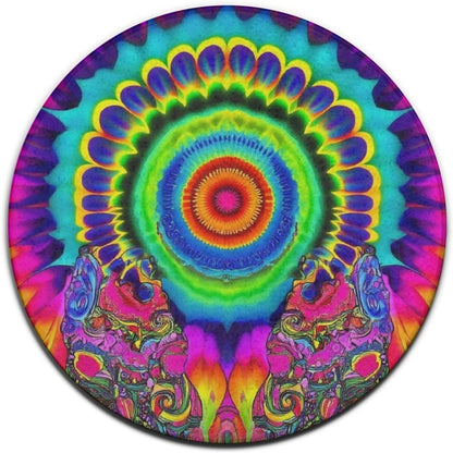 Machine Washable Modern Round Area Rug, Room Sofa Yoga Soft Round Carpet, Home Decor Non Slip Kitchen Office Circle Rug Trippy Rainbow Mushroom Tie Dye Art, 60inch
