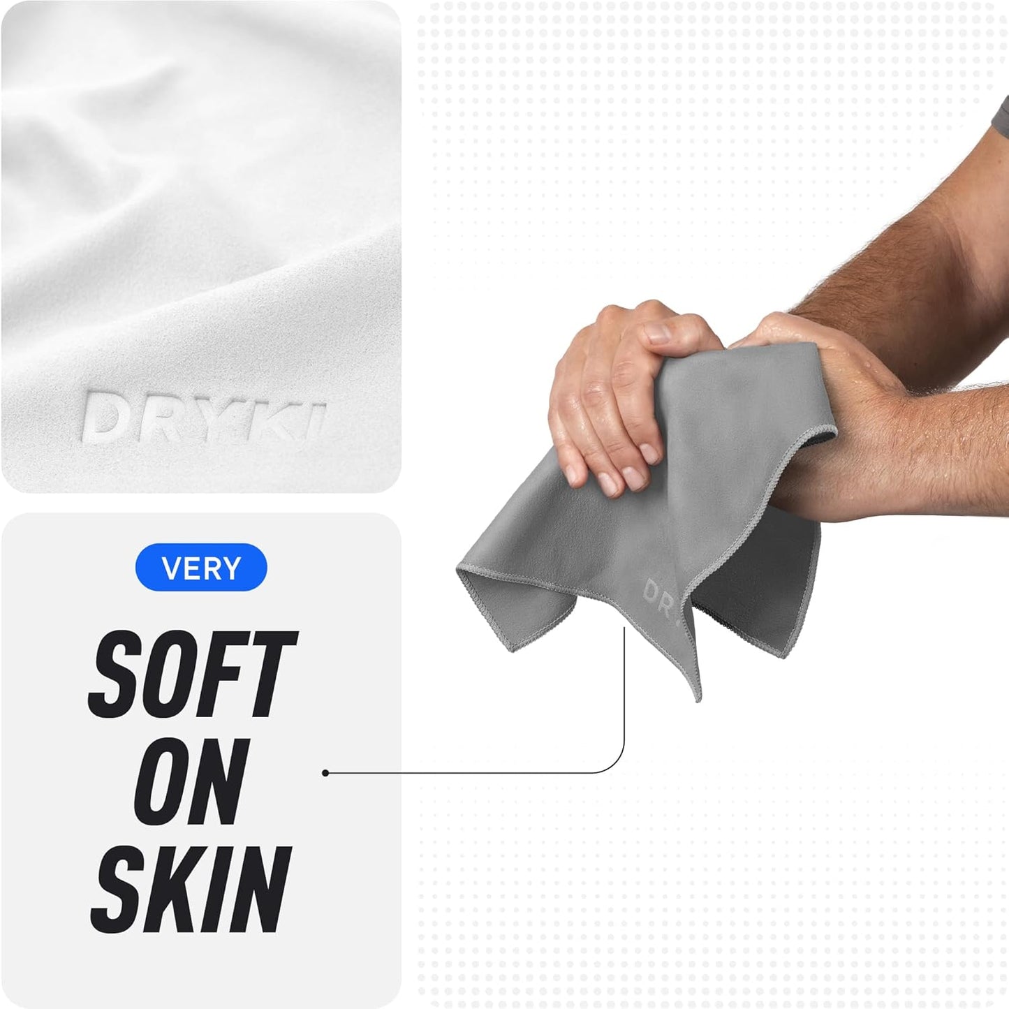 DRYKI Pocket-Sized Sweat Towels - The Original Sweat Absorbing Handkerchiefs - Quick-Dry Microfiber Sweat Rags for Face, Hands, & Body - Men & Women - Gym, Sports, and Work (Blue: 5 Pack)